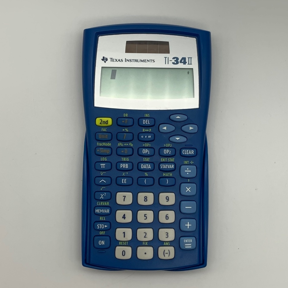 Texas Instruments TI-34 II Solar Math Scientific Calculator Blue with Cover